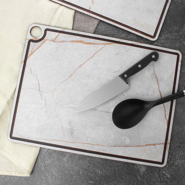 Доска разделочная c желобом, 42x31 см, мраморный Грейс, композитный материал, ProFashion, DRJ42310435KL6, ComposeEat