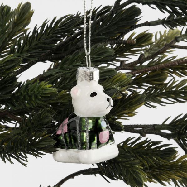 Игрушка елочная 4 см, стекло, зеленая, Собака, New year
