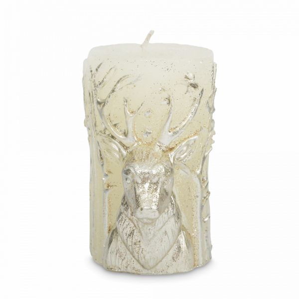 Свеча 9 см, молочная, Олень, Deer
