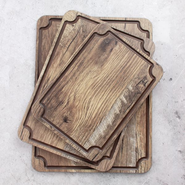 Доска для сервировки и нарезки с желобом, 29x20 см, дуб мореный, композитный материал, Surface, DSJ29200634KL6, ComposeEat