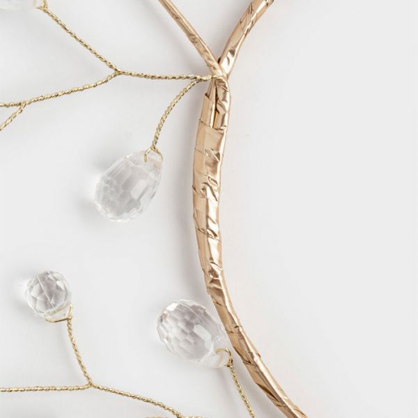 Венок декоративный 10х20 см, для чайной свечи, акрил/металл, золотистый, Кристаллы, Event