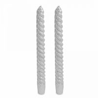 Свеча 25 см, 2 шт, тонкая, серебристая, Rope