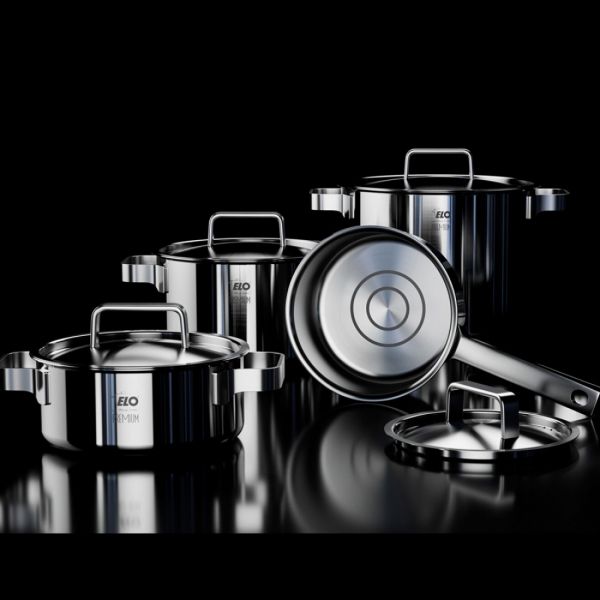 Набор посуды из 8 предметов для индукционных плит, 3 кастрюли, 1 ковш, 4 крышки, Limited Edition, 33400, ELO