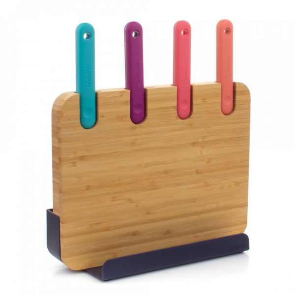 Набор кухонный 6 предметов: 4 ножа в подставке, доска разделочная из бамбука, 30х20 см, Chopping boards and Knives TREBONN