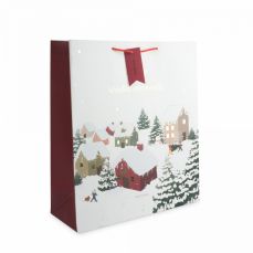 Пакет подарочный 42х48 см, бумага, бело-красный, Снежный город, Town