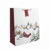 Пакет подарочный 42х48 см, бумага, бело-красный, Снежный город, Town