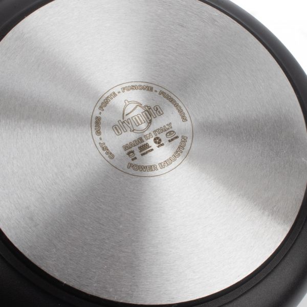 Сковорода глубокая для индукционных плит с антипригарным покрытием 28 см, литой алюминий с алмазным порошком, черный, Diamant Plus, 411.28, OLYMPIA