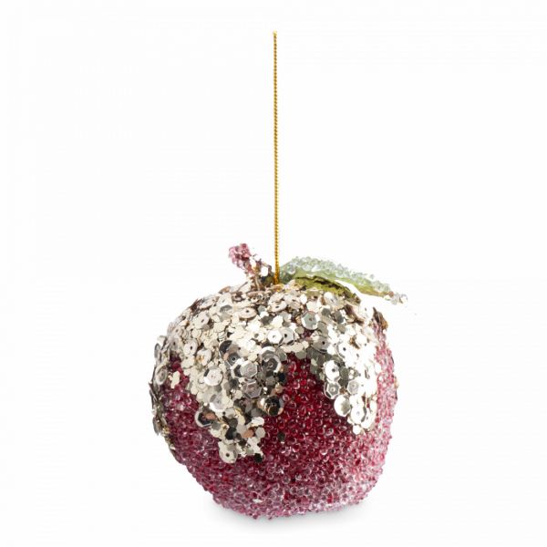 Игрушка елочная 11 см, пенопласт/пластик, красная, Яблоко, New year
