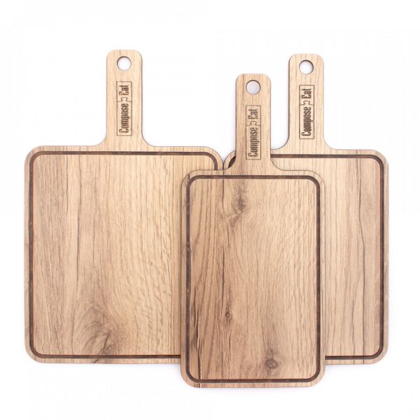 Доска разделочная композитная с ручкой, с желобом 33x18 см, дуб натуральный, Everyday ComposeEat