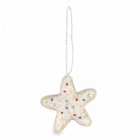 Игрушка елочная 10 см, бисер/полифилл, серебристая, Звезда, New year