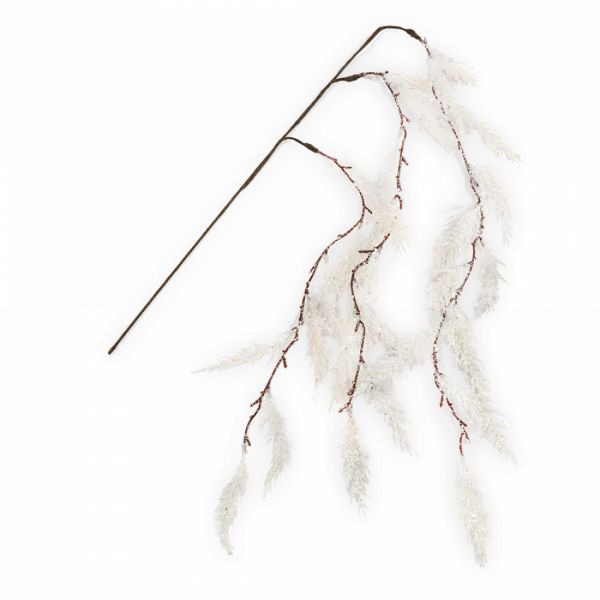 Ветка декоративная 45 см, пластик/бумага, белая, Заснеженная ветка, Interior silver
