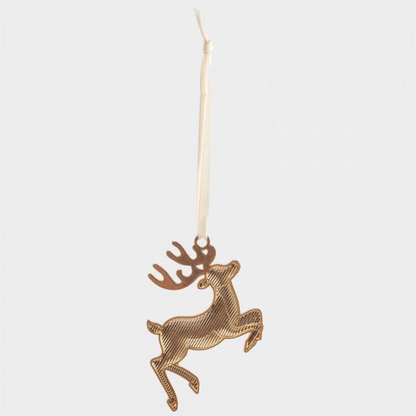 Игрушка елочная 8 см, металл, золотистая, Прыгающий олень, New year
