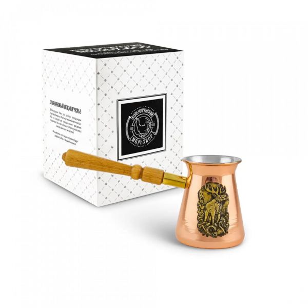 Турка 300 мл медная с лужением 'Охотничья - Лось'