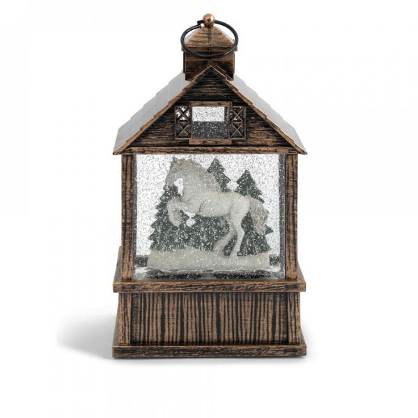 Снежный фонарь 17 см, с подсветкой, пластик, бронзовый, Елка в доме, New year
