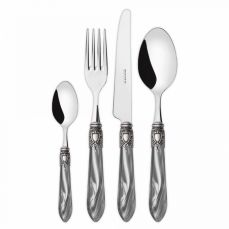 Набор столовых приборов на 6 персон, 24 предмета, сталь, акрил, хром/серый - состаренное серебро, Oxford BUGATTI