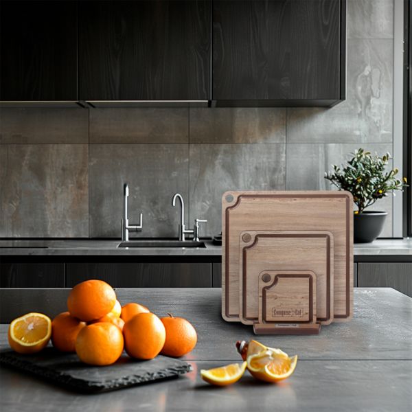 Набор сервировочных досок 3 шт, на подставке, травертин капучино, композитный материал, ProFashion ComposeEat