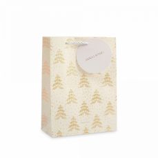 Пакет подарочный 18х24 см, бумага, серый, Золотистые елки, Fir