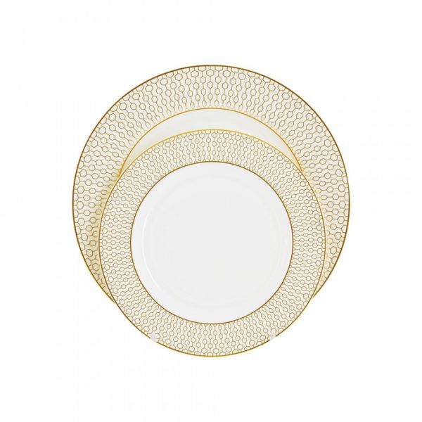 Тарелка закусочная 20.5 см, фарфор, белая, с золотистым кантом, Ноктюрн Anna Lafarg Emily
