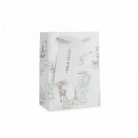 Пакет подарочный 12х16 см, бумага, белый, Лес в снегу, Maral grey
