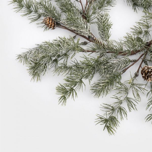 Венок декоративный 16/48 см, пластик/шишки, Еловая ветка, Interior Conifer
