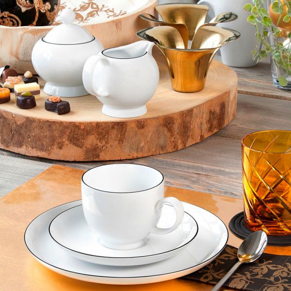 Сервиз чайный на 6 персон, 21 предмет, фарфор, Lido Black Line, 10826TS21 round, SELTMANN