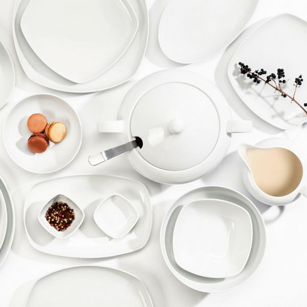 Сервиз обеденный на 6 персон, 20 предметов, квадратные тарелки, белый фарфор, Lido SELTMANN