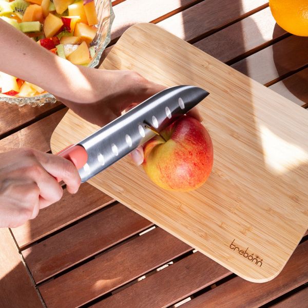 Нож кухонный Сантоку 18 см, оранжевая ручка, Chopping boards and Knives TREBONN