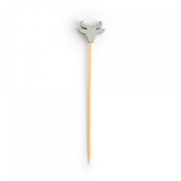 Шпажка для канапе 9 см, 20 шт, бамбук, серебристая/золотистая, Олень, New year
