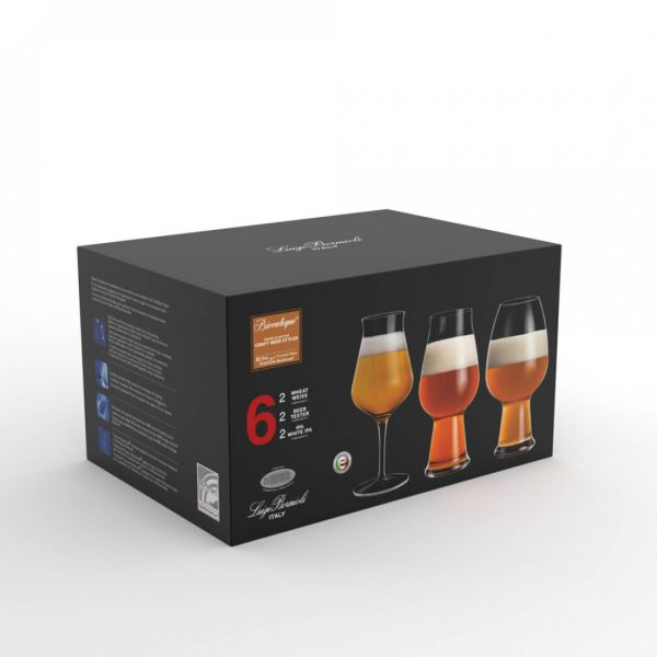 Набор из 6 -ти бокалов для пива 780 мл, 540 мл, 420 мл, бессвинцовый хрусталь, Birrateque-GP, A12326S0302AA01, LUIGI BORMIOLI
