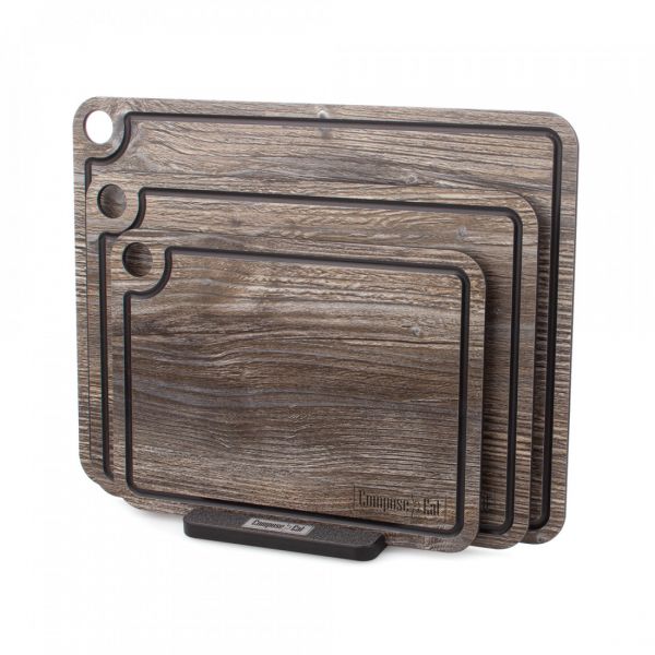 Набор разделочных досок 3 шт, на подставке, в подарочной коробке, дуб прованс, композитный материал, Elegance ComposeEat