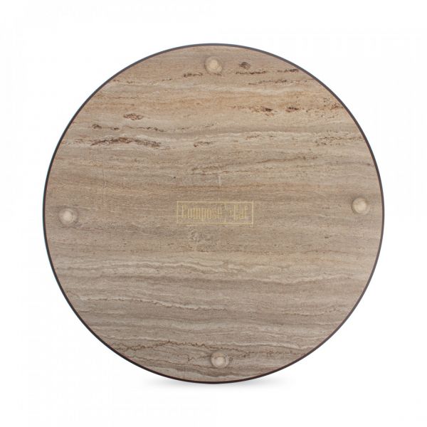 Доска круглая для нарезки и сервировки с желобом, 24 см, травертин капучино, композитный материал, Fashion, DRKJ240406KL6, ComposeEat