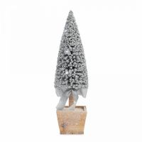 Ель искусственная 42 см, с подсветкой, в горшке, пластик/дерево, серебристая, Interior silver