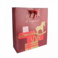 Пакет подарочный 42х48 см, бумага, красный, Подарки, Bright horse