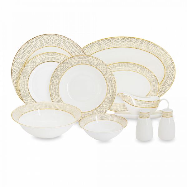 Сервиз обеденный на 6 персон, 23 предметов, фарфор, белый, с золотистым кантом, Ноктюрн Anna Lafarg Emily