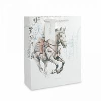 Пакет подарочный 26х32 см, бумага, белый, Конь, White horse