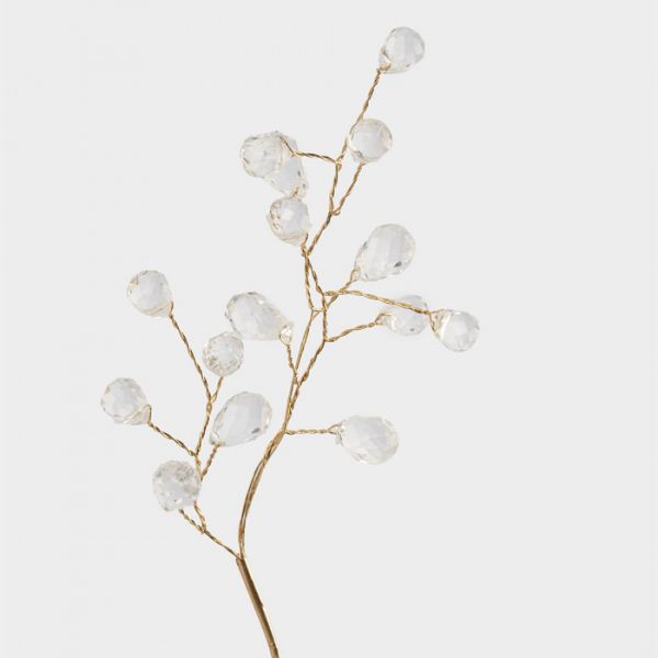 Ветка декоративная 59 см, акрил, золотистая, Кристаллы на ветке, Event
