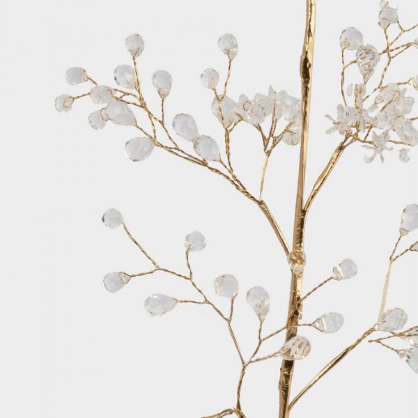 Ветка декоративная 59 см, акрил, золотистая, Кристаллы на ветке, Event
