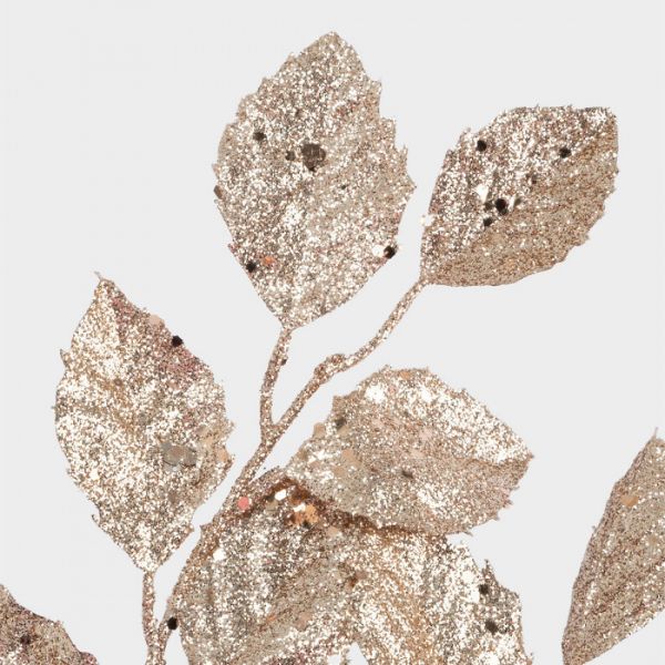 Ветка декоративная 74 см, пластик/металл, золотистая, Листья, Interior gold
