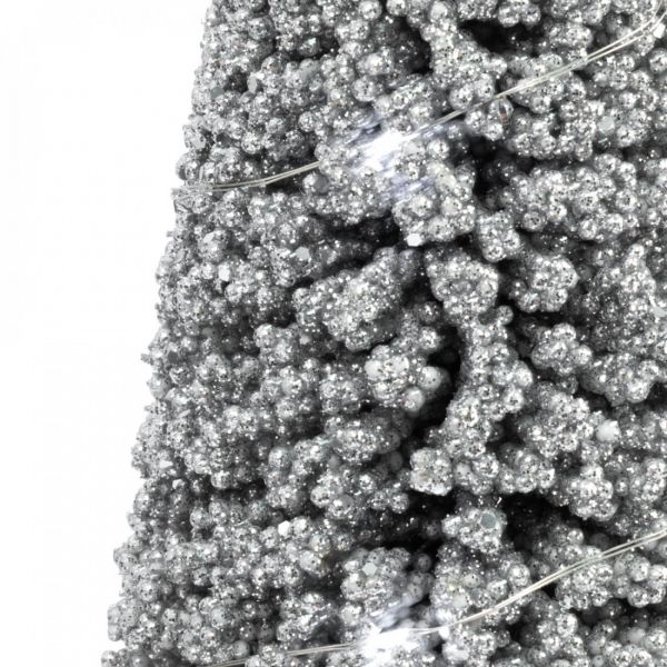 Ель искусственная 42 см, с подсветкой, в горшке, пластик/дерево, серебристая, Interior silver
