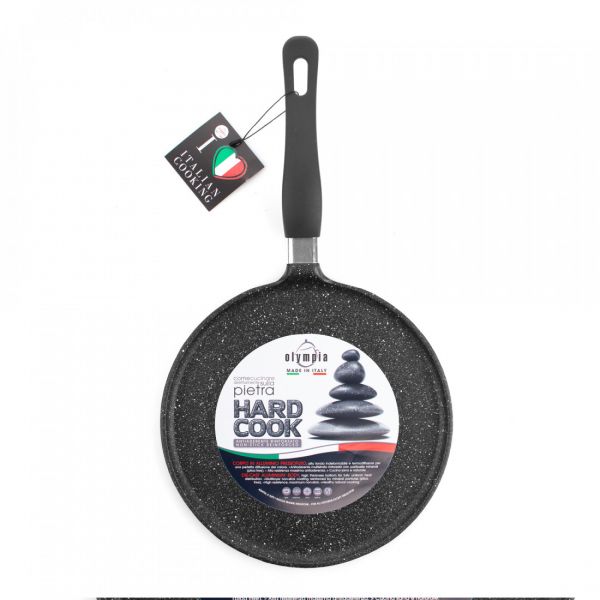 Сковорода для блинов с антипригарным покрытием 24 см, литой алюминий, черный, Hard Cook Fix, 212.24, OLYMPIA
