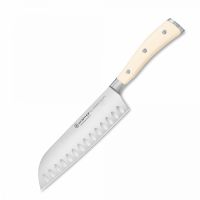 Нож Сантоку 17 см WUESTHOF Ikon Cream White с углублениями на кромке, 4176-0 WUS
