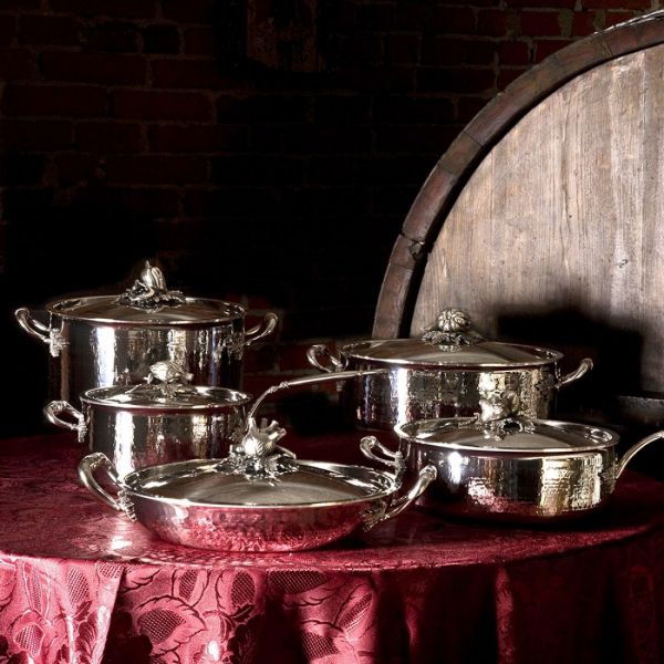 Вок диаметр 24 см, 4 л, нержавеющая сталь, крышка с посеребренной декорированной ручкой, Opus Prima, B24 Ruffoni, RUFFONI