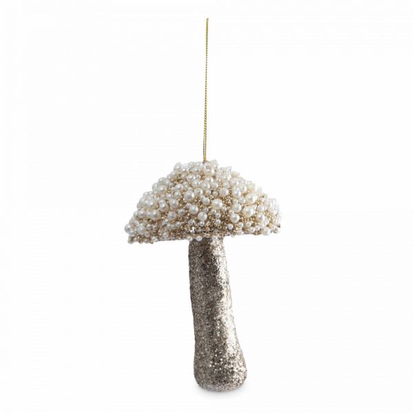 Игрушка елочная 13 см, пластик, шампань, Гриб, New year
