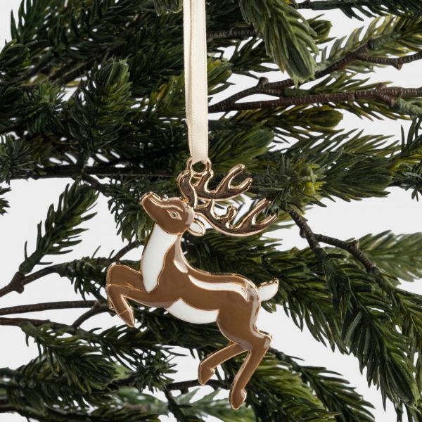 Игрушка елочная 8 см, металл, золотистая, Прыгающий олень, New year

