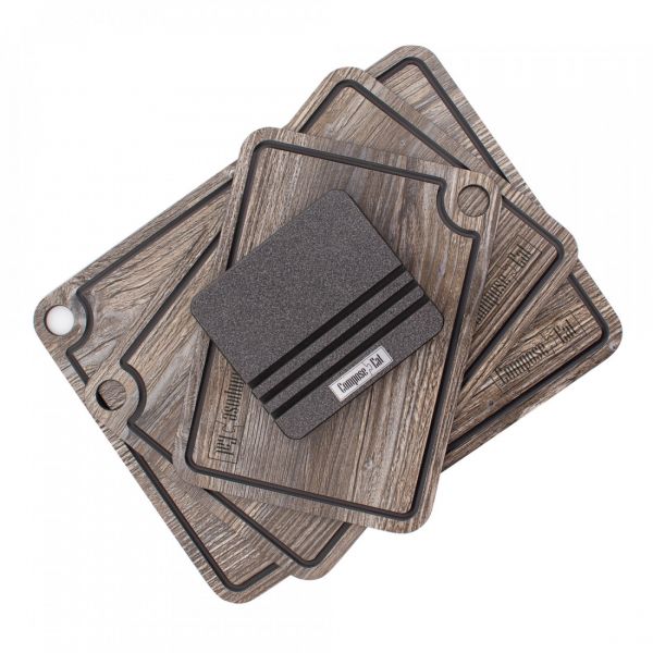 Набор разделочных досок 3 шт, на подставке, в подарочной коробке, дуб прованс, композитный материал, Elegance ComposeEat