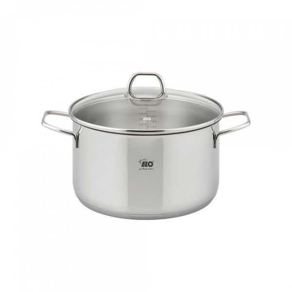 Набор посуды из 6 предметов для индукционных плит, 3 кастрюли, 1 ковш, 3 стеклянные крышки, нержавеющая сталь, Twice Select, 41410, ELO