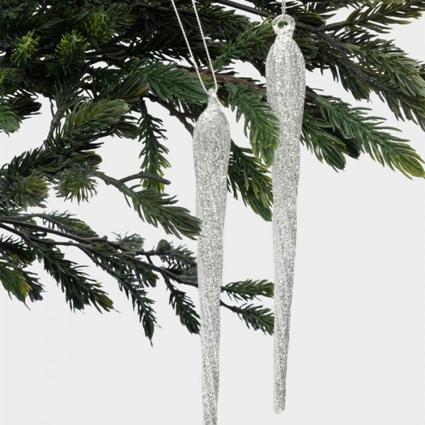 Игрушка елочная 20 см, 2 шт, стекло, шампань, Сверкающая сосулька, Event
