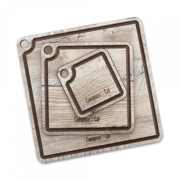 Набор сервировочных досок 3 шт, на подставке, дуб светлый, композитный материал, ProFashion ComposeEat