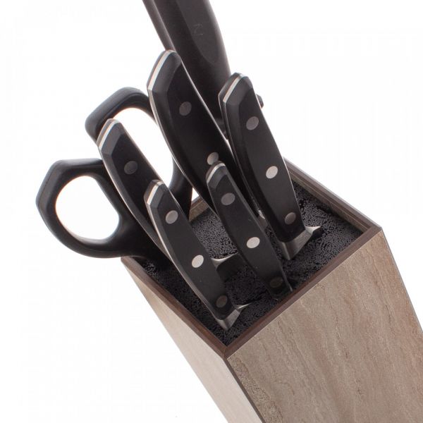 Подставка универсальная для кухонных ножей, 11х11х24 см, травертин капучино, композитный материал, Fashion, PDN110406KL6, ComposeEat