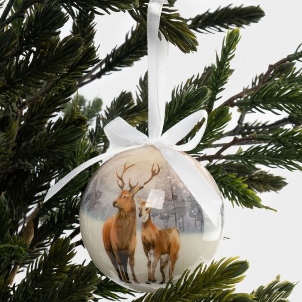 Игрушка елочная 7 см, пенопласт, шар, Олени, New year
